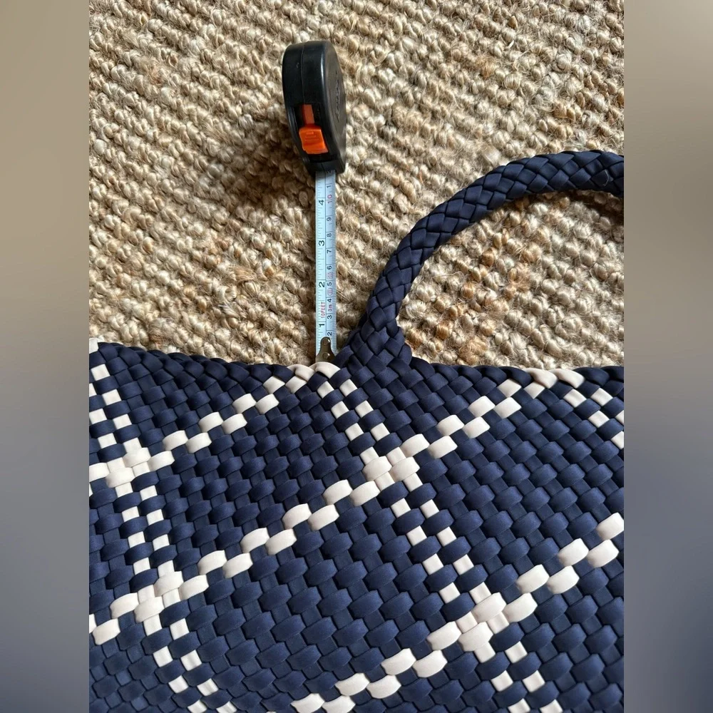 Naghedi Navy and Cream Woven Tote - Picture 8 of 12